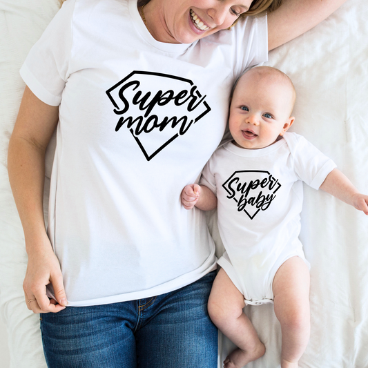 Super Mom, Super Baby - Matching Outfit for Mom and Baby