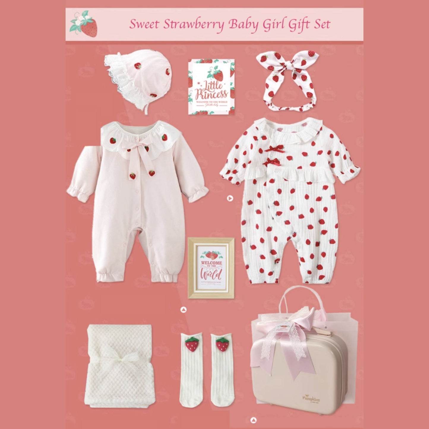 Sweet Strawberry Baby Girl Gift Set 0-3 Months