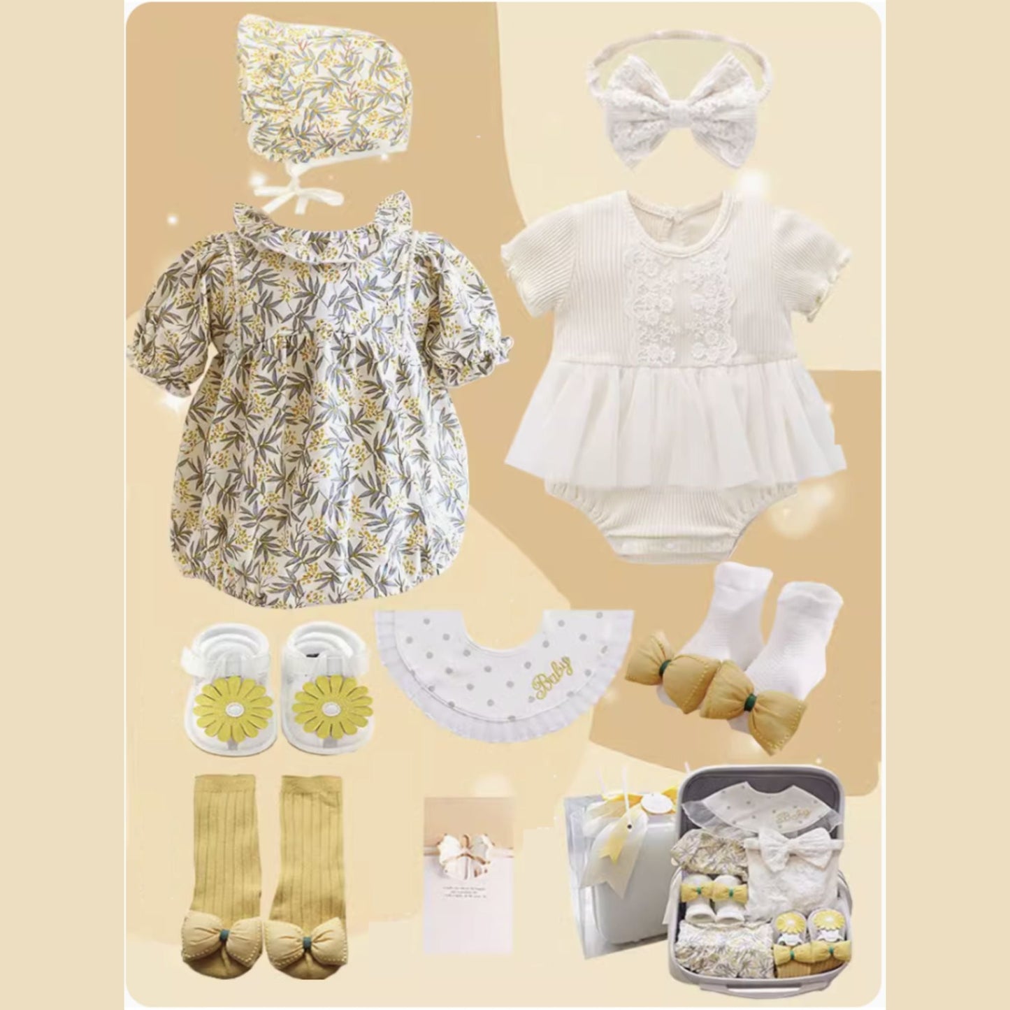 Sweet Yellow Baby Girl Luggage Birthday Gift Set 12-18 months