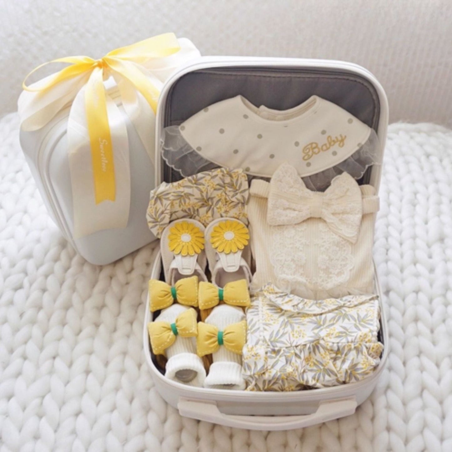 Sweet Yellow Baby Girl Luggage Birthday Gift Set 12-18 months