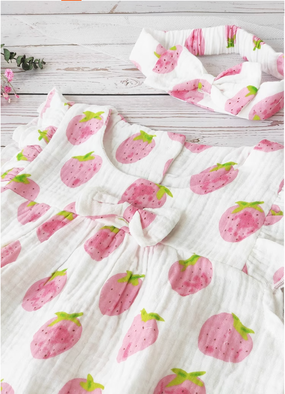 10 Pc Sweet Strawberry Baby Girl Gift Set 6-12 Months