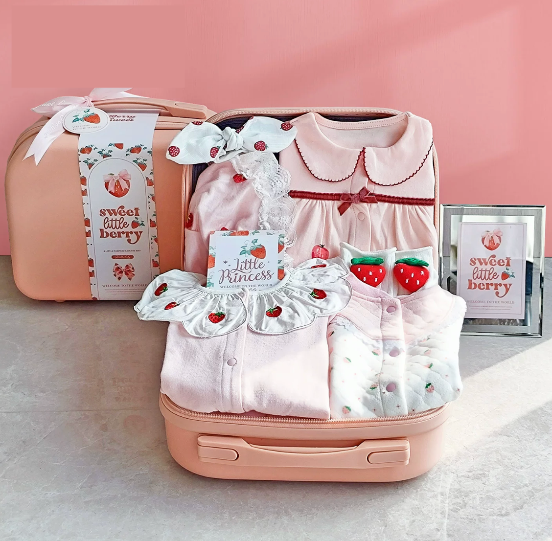 10 Pc Sweet Strawberry Baby Luggage - Best Baby Gift Singapore (6-12 Months)