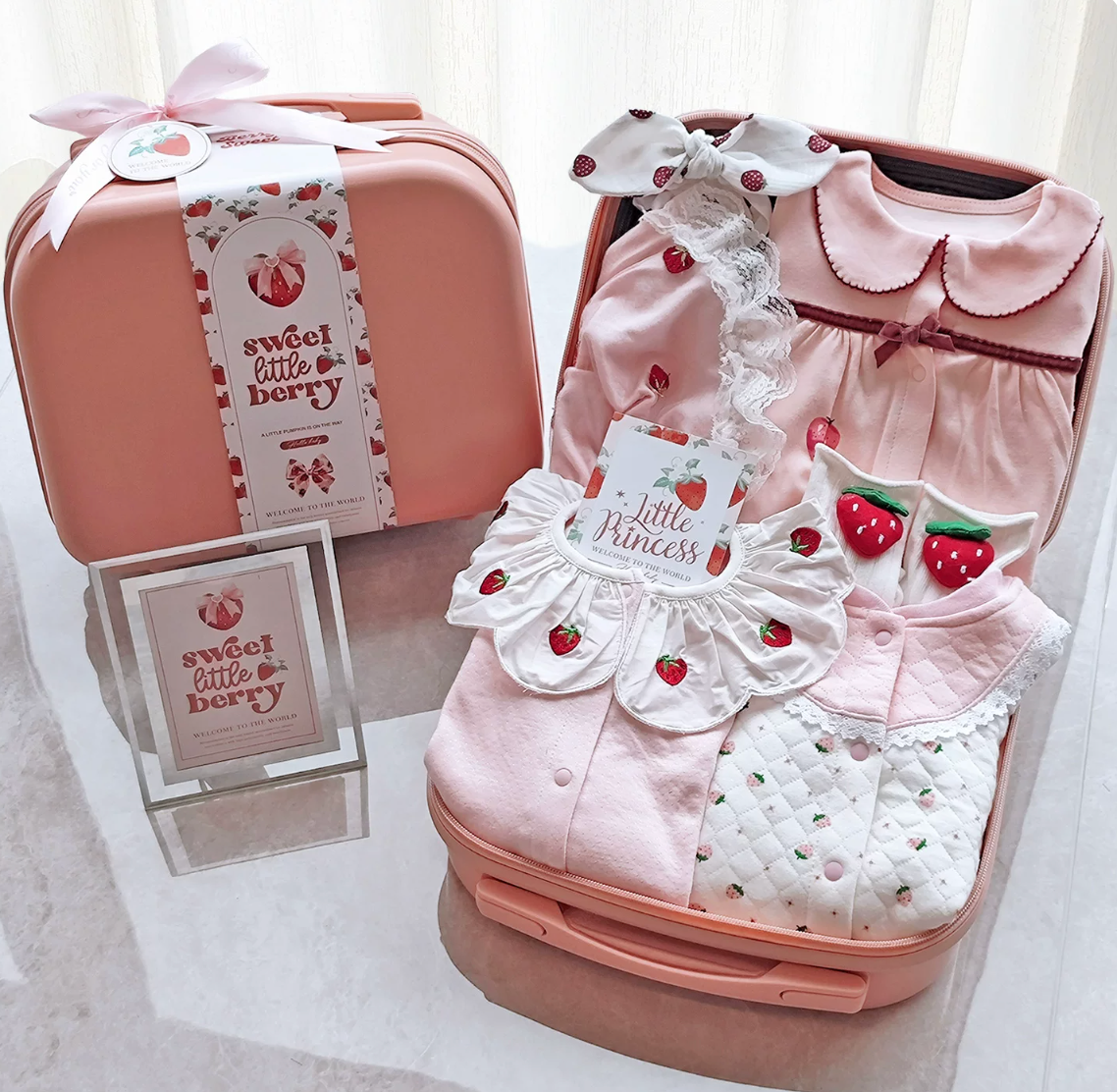 10 Pc Sweet Strawberry Baby Luggage - Best Baby Gift Singapore (6-12 Months)