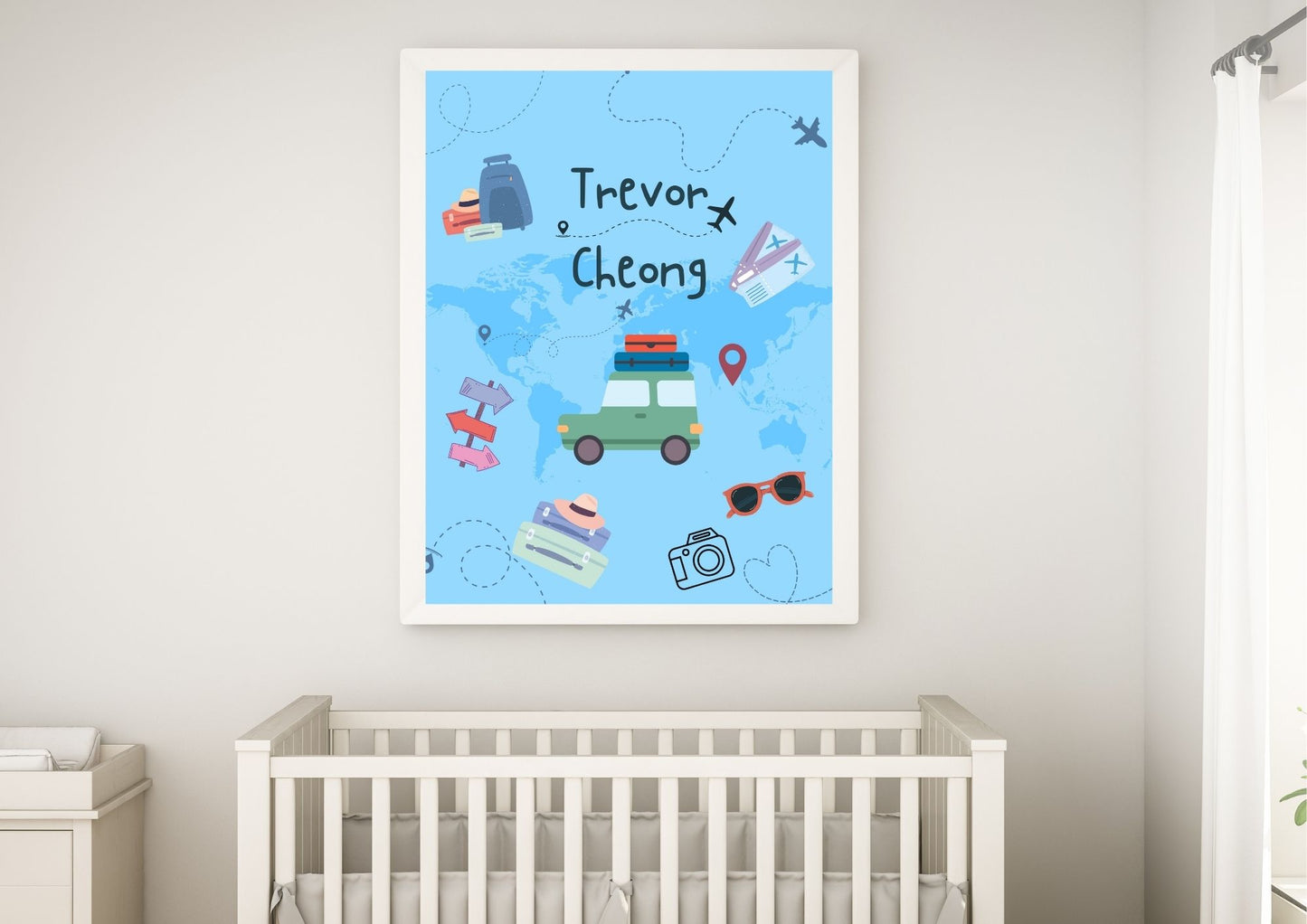 Travel Adventures: Personalized Baby Name Nursery Poster