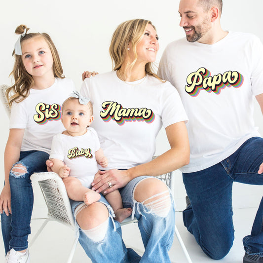 "Vintage Vibes" Matching Family Tees & Baby Romper Set