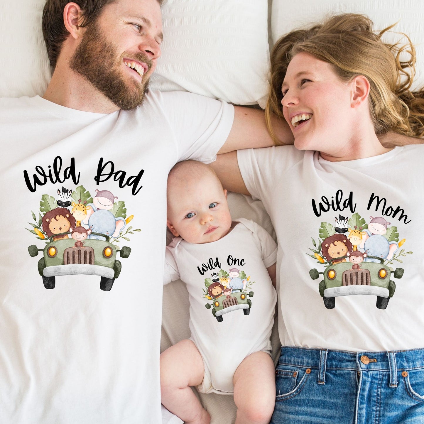 Wild One Matching Family Shirts & Baby Romper Set