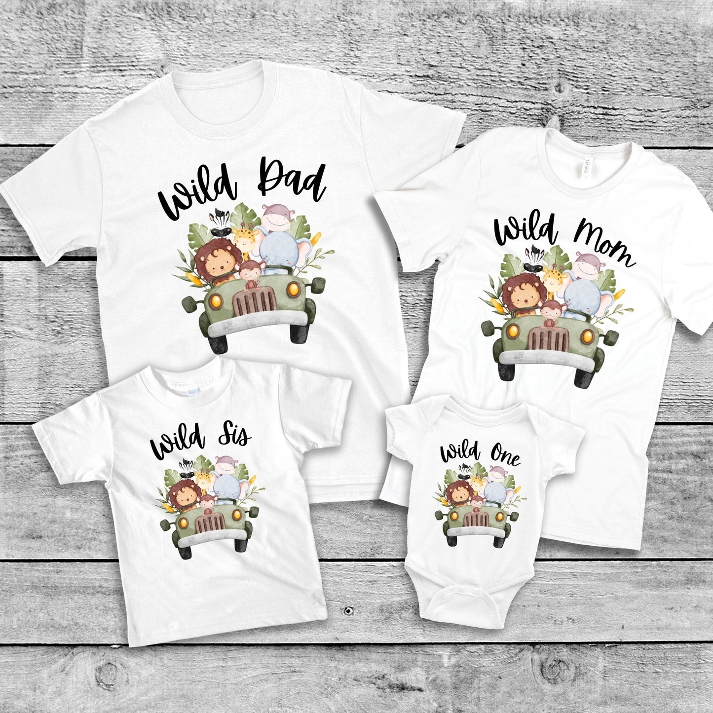 Wild One Matching Family Shirts & Baby Romper Set