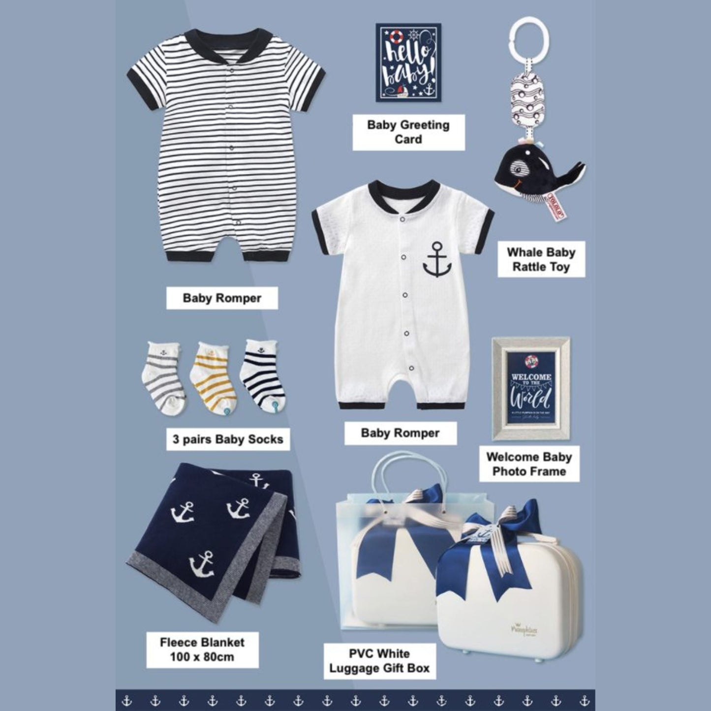 Ahoy Sailor Boy Baby Gift Luggage Set 0-3 months