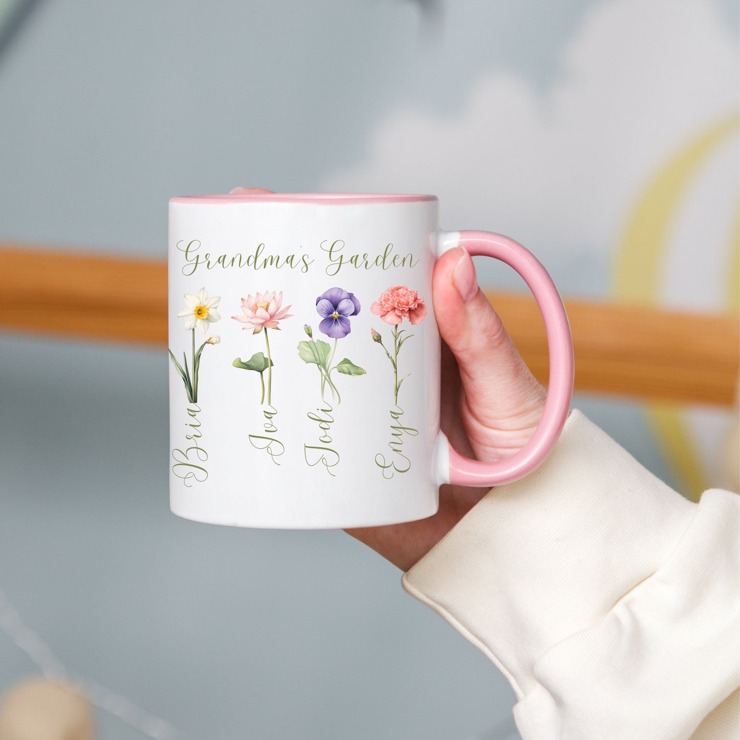 Custom Birth Flower Mug - Gift for Grandma or Mom