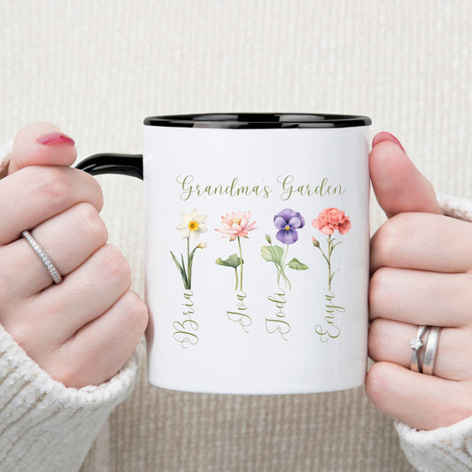 Custom Birth Flower Mug - Gift for Grandma or Mom