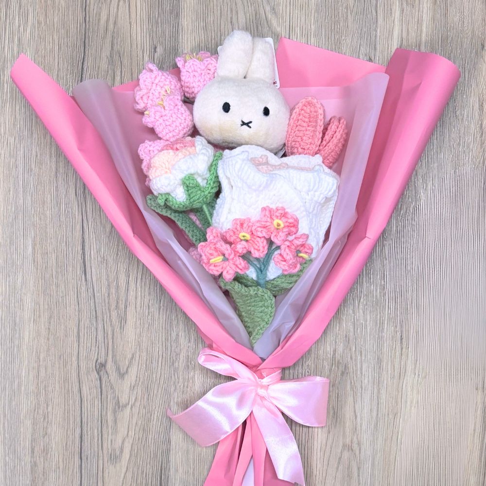 Crochet Rose & Lily Flower Bouquet with Miffy 💐🎀