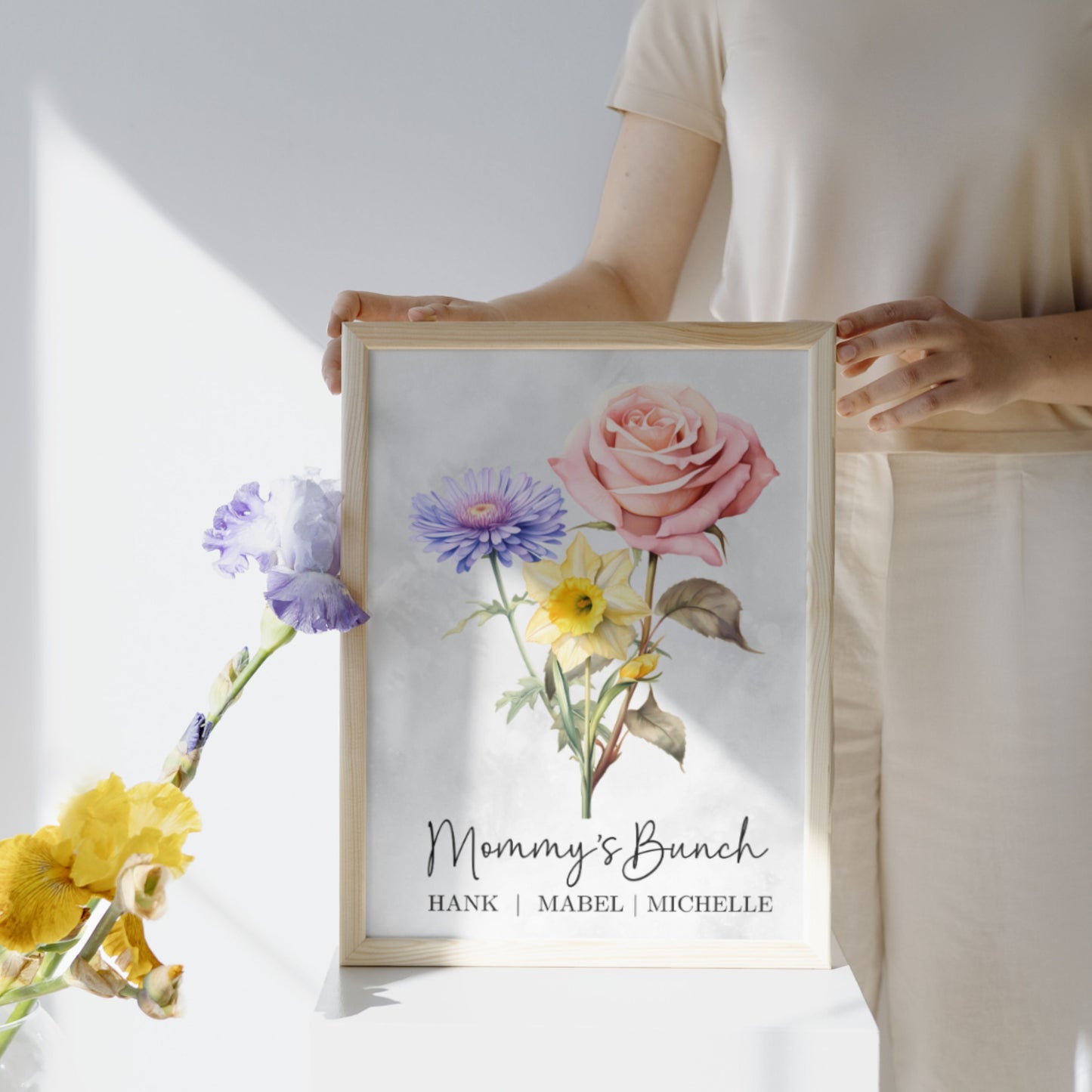 A3 Custom Birth Flower Wall Poster - Gift for Mom