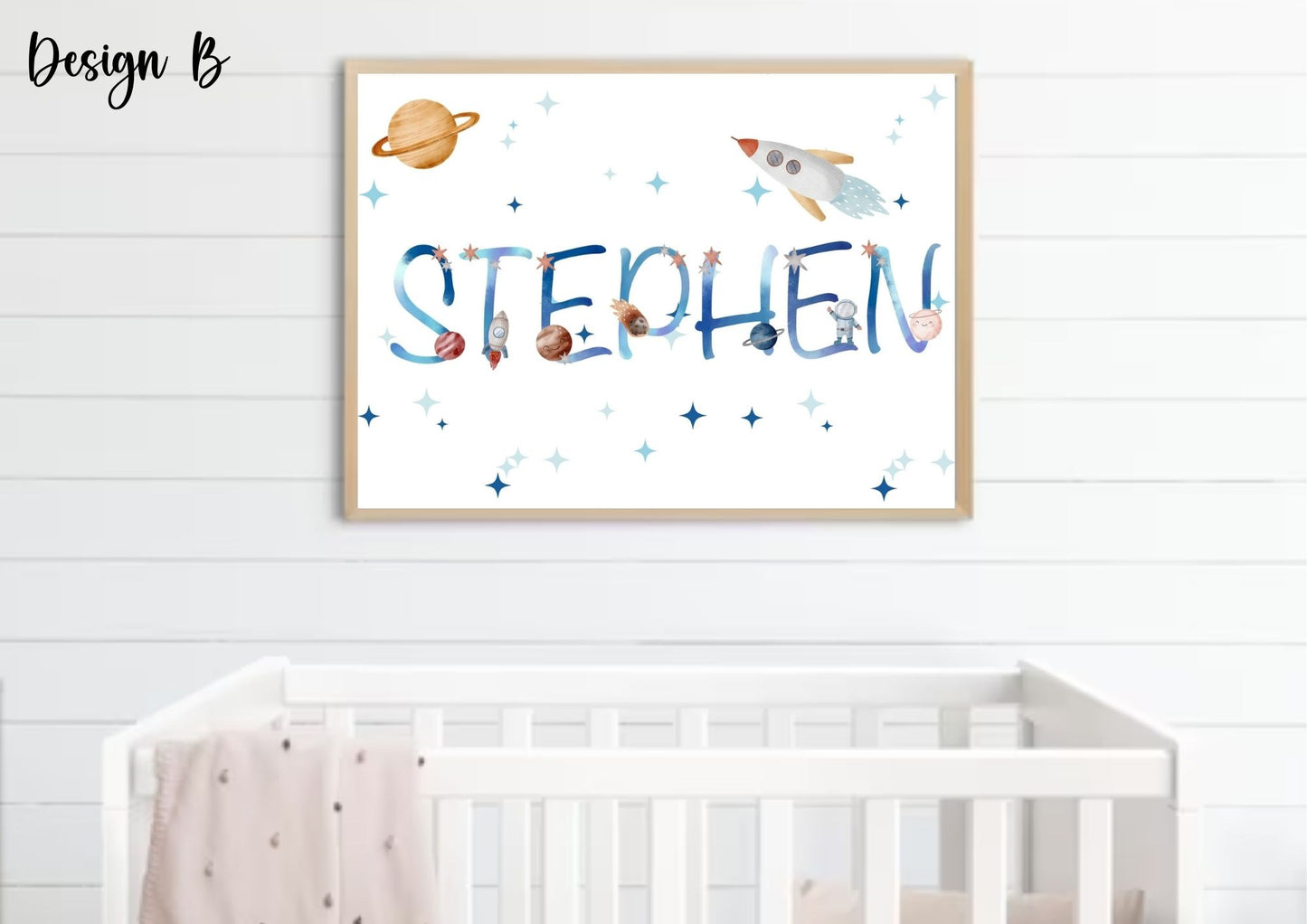 Customised Baby Name Space Nursery Poster