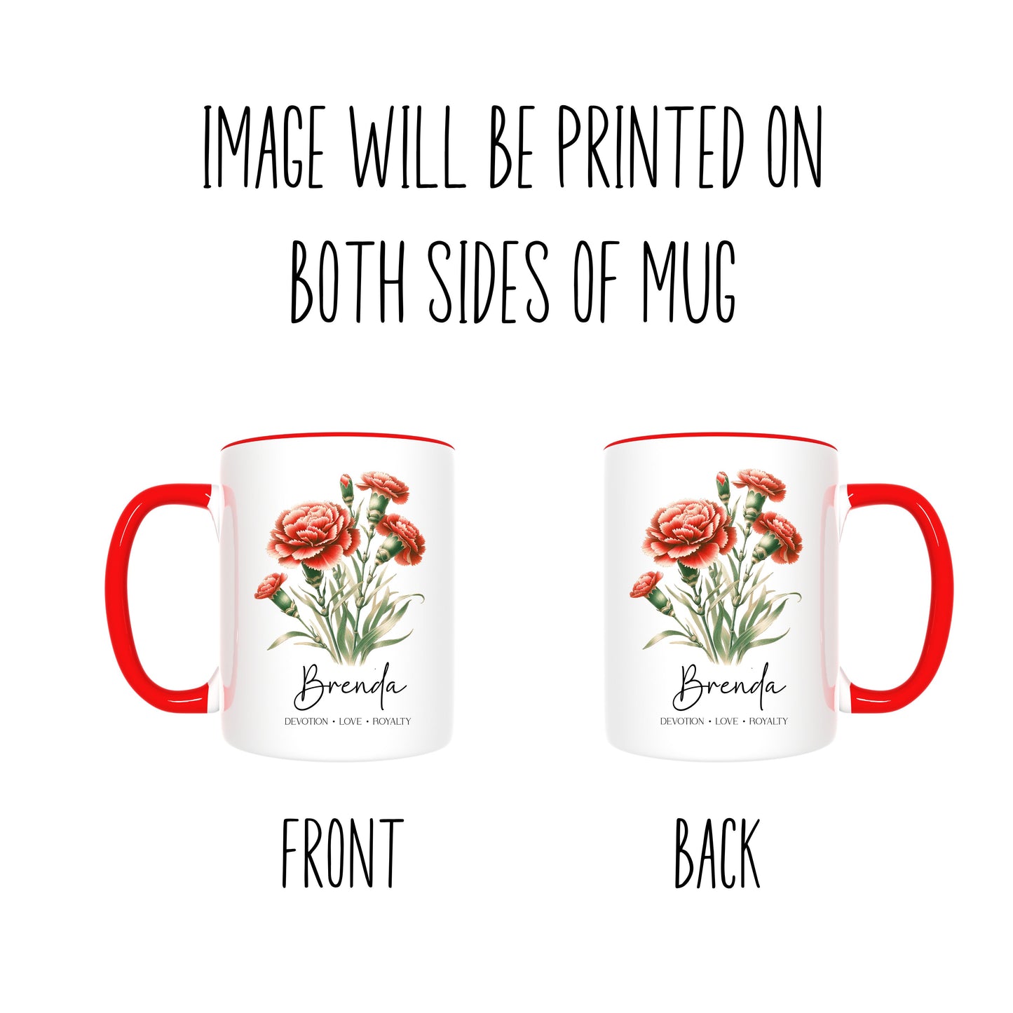 Personalized Birth Flower Virtue Mug - Gift for Mom