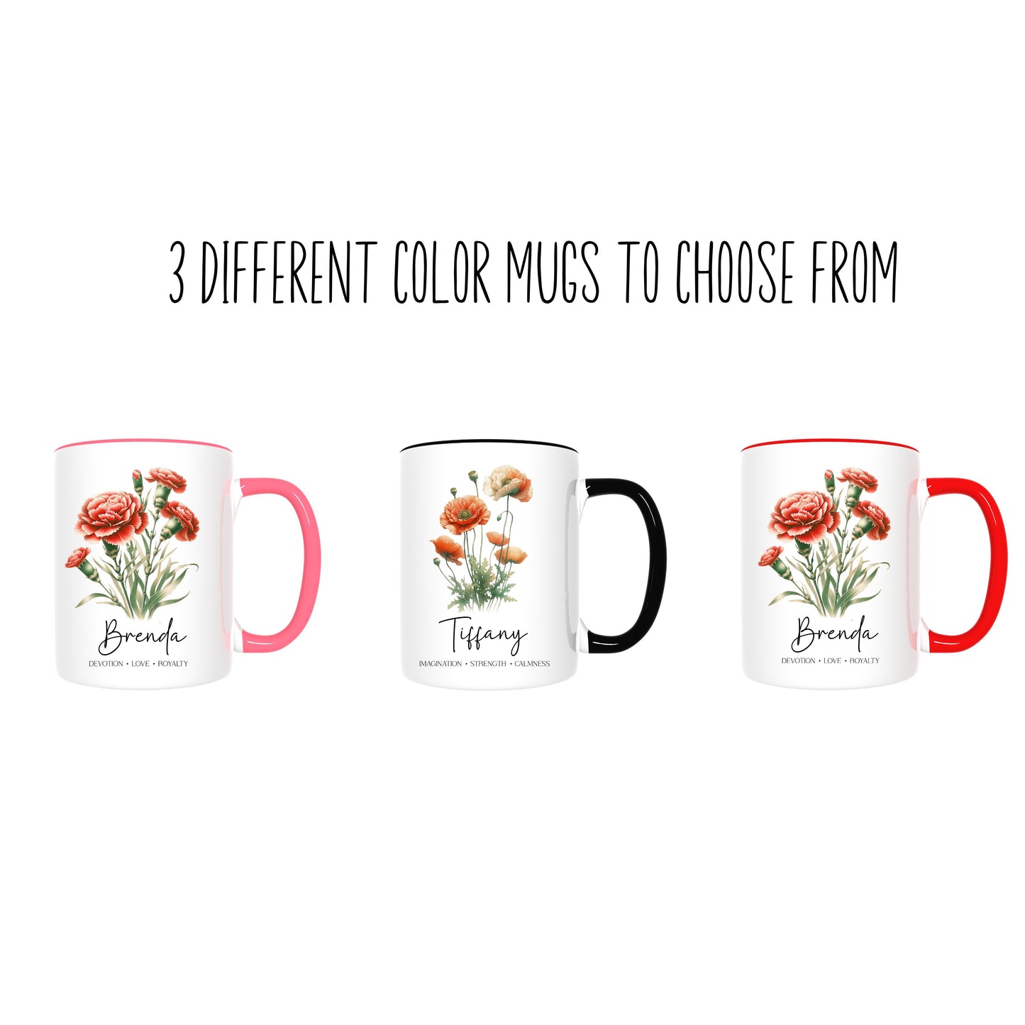 Personalized Birth Flower Virtue Mug - Gift for Mom