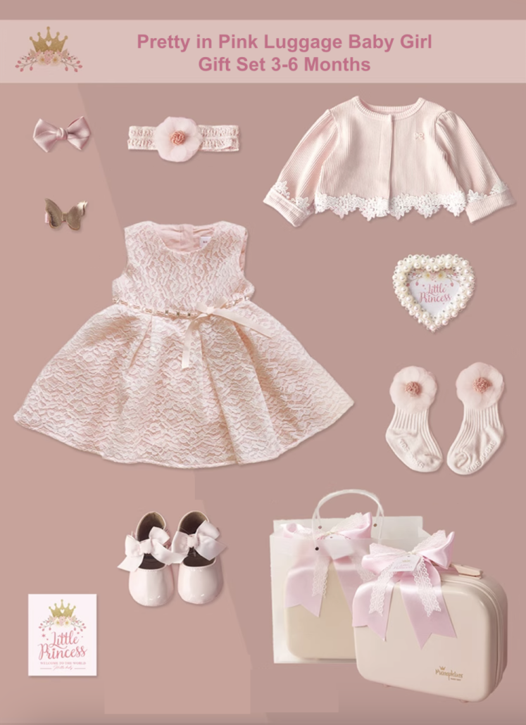 Pretty in Pink Luggage Baby Girl Gift Set 3-6 Months