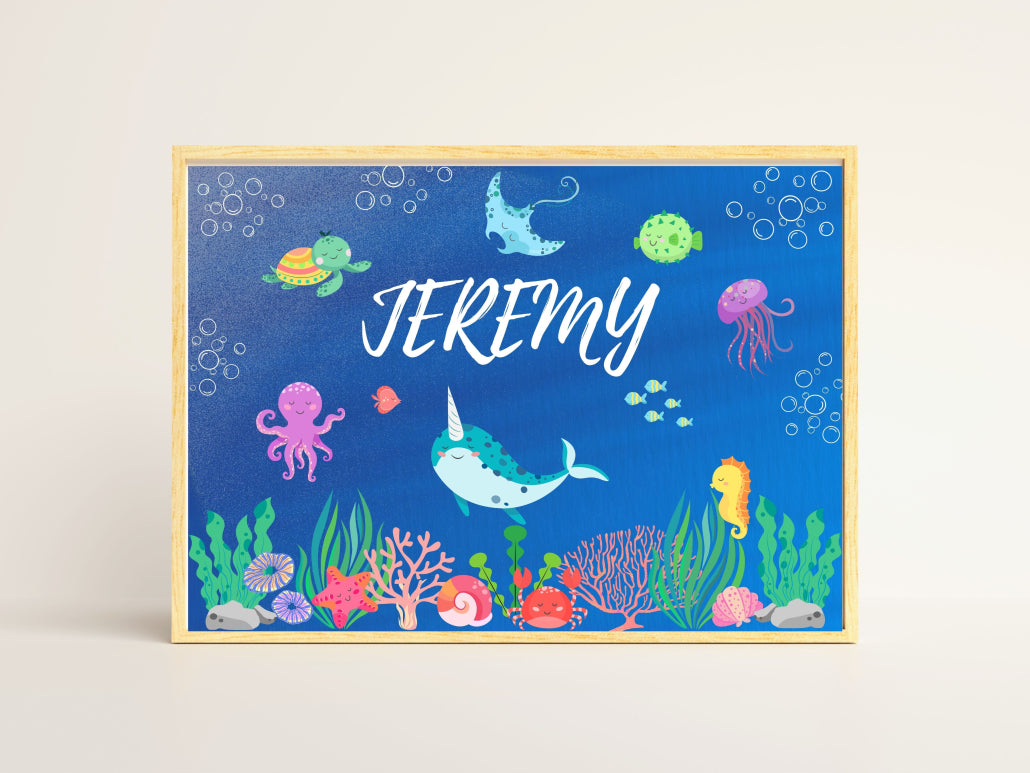 Sea Animals Nursery Wall Decor with Custom Name